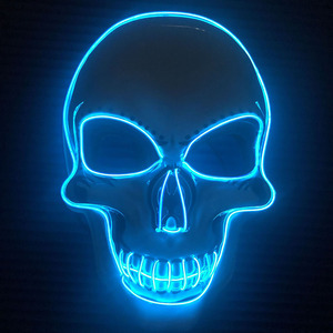 Masque LED d'<span class=keywords><strong>Halloween</strong></span>, masque à fil lumineux pour rave, masque lumineux LED d'<span class=keywords><strong>Halloween</strong></span>, masque effrayant, masque de crâne effrayant, masque de cosplay, masque de squelette - Product Image 1