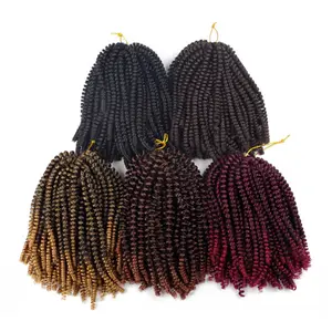 Fluffy Mùa Xuân Twist Tóc Extensions Đen Nâu Burgundy Ombre Crochet Bện Sợi Tổng Hợp Bện Tóc 8 ''110 Gam Nubian Twist