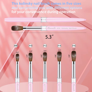 Pinceau à ongles en acrylique 100% Kolinsky, bonne qualité, pinceau en vison pour nail art, manche en bois, pinceau pour gel, outils de manucure, taille 8-16 - Product Image 3