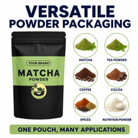 Sachet de Matcha Japonais de Qualité Cérémoniale, Emballage de Thé Bio Premium Noir Mat, Refermable, Sans Gluten, avec Fermeture Éclair