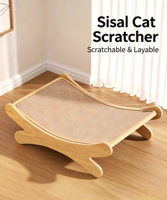 Lit pour chat en sisal écologique facile à assembler, lit de repos pour chat en bois, lit griffoir pour chat en sisal avec cadre en bois