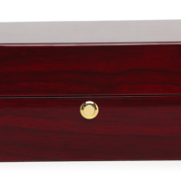 Boîte à montre rigide haut de gamme rouge foncé avec quincaillerie dorée et doublure beige pour une seule montre