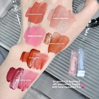 Gogo Bear Lip Glaze Pelembap dengan Efek Cermin, Mudah Mewarnai, Kemasan Tabung Transparan, Lip Gloss dengan Logo Pribadi, Kosmetik