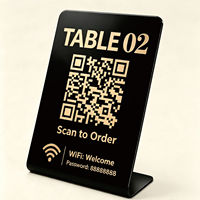Letrero de Reserva para Mesa de Restaurante de Doble Cara en Forma de V de Acero Inoxidable Multicolor Personalizado de Alta Gama con Código QR