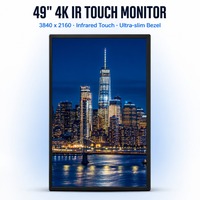 Écran tactile IR 4K de 49 pouces, écran LCD à cadre ouvert 3840x2160 avec HDMI VGA DVI DP USB, pour kiosque, armoire de jeu