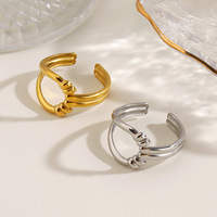 Bague en acier inoxydable torsadée et nouée pour femme, motif géométrique, plaqué or, design ajouré, accessoires bijoux TGJZ6080