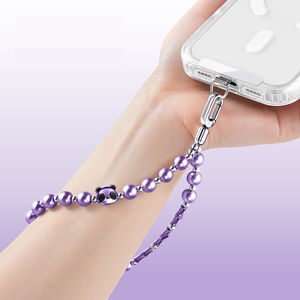 רצועת טלפון קצרה נגד אובדן עם חרוזי פנינה, רצועת יד עם תליון מתכתי לעיצוב טלפון סלולרי - Product Image 1