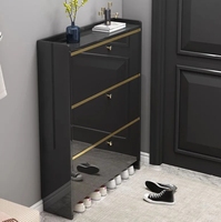 Meuble à chaussures en bois ultra-fin, moderne et élégant, haut de gamme, pour entrée, avec porte à battant, super lumineux, facile à assembler