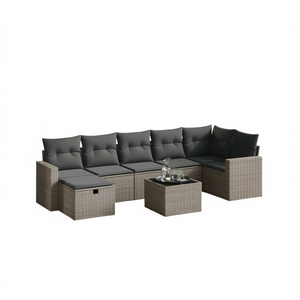 Modular Outdoor Garden <b>Sofa</b> <b>Set</b> Gray Poly Rattan Contemporary Design Durable Furniture - Product Image 1