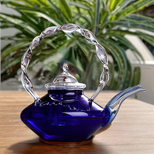 带手柄的玻璃茶壶700毫升高硼硅豪华耐热多色高级饮茶咖啡 - Product Image 4