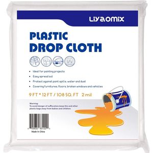 Plastic Drop Cloth 9ft X 12ft 2 Mil <b>Waterproof</b> <b>Paint</b> Protection For Painting Projects - Product Image 1
