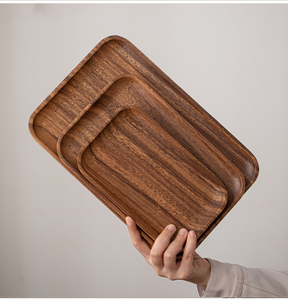 Plateau à collation <span class=keywords><strong>de</strong></span> style chinois en noyer noir pour le salon, plat à fruits <span class=keywords><strong>de</strong></span> luxe en bois massif <span class=keywords><strong>de</strong></span> style chinois, assiette à fruits en bois - Product Image 3