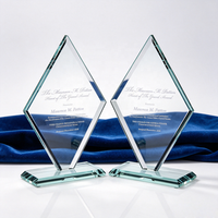 Plaque de récompense en verre de jade transparent Icepeak Shape, trophée en cristal clair pour employés, championnat mensuel, remise de diplôme scolaire