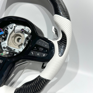 Volant de <span class=keywords><strong>voiture</strong></span> en fibre de carbone à trois étages pour BMW Série 3, Série 5, Série 6, X3, X5, X6, G20, G28, G30, G38, G80, G82, mise à niveau personnalisée - Product Image 2