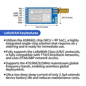 Módulo LoRaWAN ASR6601 de 915Mhz, Largo Alcance de 8KM, Compatible con <span class=keywords><strong>TTN</strong></span>, Clase A/B/C, Blindaje RF Industrial, Solución IoT de Bajo Consumo - Product Image 2