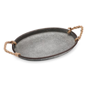 Plateau en bois à inox, plateau de service rectangulaire, plateau en bois avec manche en corde - Product Image 6