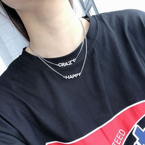 สร้อยคอเงินแท้ S925 ลายตัวอักษร Crazy Happy แฟชั่นเครื่องประดับสำหรับผู้หญิง สวมใส่ได้ทุกวัน - Product Image 1