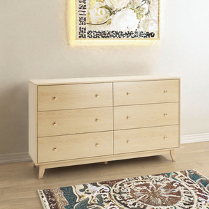 Commode à 6 tiroirs en chêne massif, style américain, armoire à tiroirs en bois pour chambre à coucher - Product Image 2