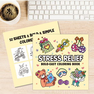 Livre de coloriage personnalisé de 52 pages en carton kraft, motifs tendance pour la relaxation des enfants - Product Image 1