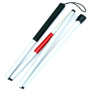 White Telescopic Aluminum Alloy <b>Walking</b> <b>Stick</b> With Rubber Tip For Blind Lightweight Adjustable Folding Canes 3 Joint Design - Product Image 1
