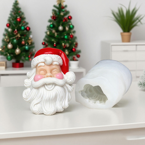 Laughing Santa Head Silicone Mold Christmas Santa Claus Candle Wax Mould Gypsum Resin <b>Crafts</b> Cake Decorating <b>Tools</b> - Product Image 4