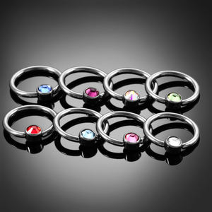 Impianto di Grado 23 di Titanio <span class=keywords><strong>Captive</strong></span> Bead Rings Colorato con il Piatto DELLA CZ DELLA Sfera Naso Setto Piercing Cartilagine Orecchini Dei Monili - Product Image 4