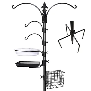 JH-Mech Ground Wild Bird Feeder Tray Hanging for Garden Outsidecopper Bird Feeder Pole with Trapdoor