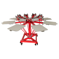 Machine d'impression rotative textile manuelle à 8 couleurs et 8 stations pour T-shirts et sérigraphie