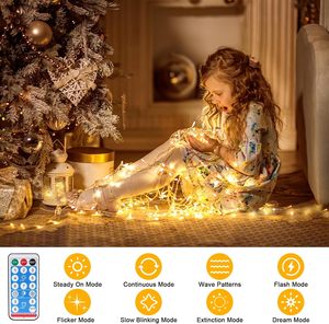 Guirlandes de <span class=keywords><strong>Noël</strong></span> Effet Cascade à Panneau Solaire 3M 5M 10M, Lumières Féeriques Extérieures Étanche 300 LED pour Décoration de <span class=keywords><strong>Maison</strong></span> - Product Image 5