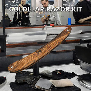 GOLDLLAR <strong>Razor</strong> Suit <strong>Cut</strong> Shaving <strong>Throat</strong> Stainless Steel Barber <strong>Sharpen</strong> Wooden Handle Non-Disposable Safety <strong>Razor</strong> Single Blade - Product Image 2