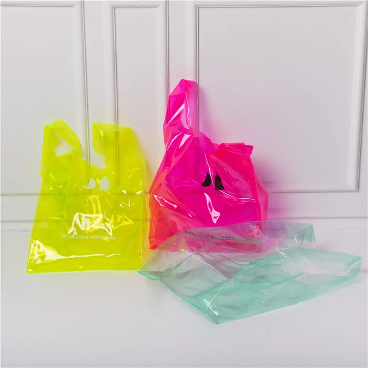 Handbags Tote Bag with Logo Custom Printed Plastic Bag Customized Stylish PVC Bag for Shopping