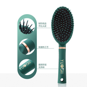 Peigne à coussin d'air pour cheveux longs, grande taille, massage du cuir chevelu, usage domestique, matériau en caoutchouc ovale vert - Product Image 4