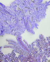 Appliques en dentelle faites à la main avec strass brillants, perles à coudre, paillettes et garnitures en pierre pour robe de mariée, 1 paire