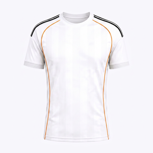 เสื้อฟุตบอลแบบกำหนดเองสำหรับผู้ชาย สีขาว แขนสั้น ระบายเหงื่อได้ดี ผลิตจากโพลีเอสเตอร์ 100% พิมพ์ลายแบบซับลิเมชั่น ชื่อทีม ชื่อผู้เล่น เบอร์ 10 - Product Image 1