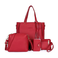 Ensemble de 4 sacs à main tendance en similicuir PU motif litchi, sac bandoulière messager, sac à main pour femme, sac carré simple en nylon – Meilleures ventes
