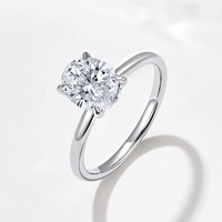 Bague de fiançailles Peishang Jewelry en argent sterling 925, fine et simple, avec un solitaire en moissanite ovale à cinq griffes