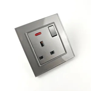 UK Standard Luxury Grey Tempered Glass Wall Electrical Switches Sockets