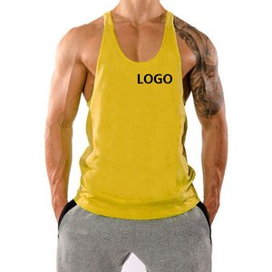 Camiseta Deportiva Personalizada con Logotipo, Informal, de Punto, 100% Algodón, Sin Mangas, Talla Grande, para Entrenamiento, Gimnasio, Fitness, para Hombre, Lisa - Product Image 1
