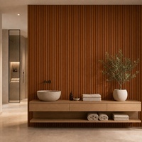 Panneau mural décoratif en bois de teck WYRAX, panneau mural rainuré WPC 160*24mm 2.9m pour un intérieur moderne de salon de détente