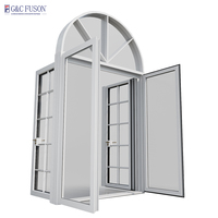 Promotion Nouveaux Produits Fuson : Portes Françaises en Verre à Cadre en Aluminium Style Moderne Arqué pour Villa, Portes d'Entrée à Battants avec Grilles