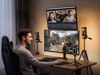 Canlı Yayın EMEET PIXY Kablosuz 4K Alüminyum Alaşımlı Akıllı Sensörlü Çift Lensli Hareket Kontrolü HDR Yapay Zeka Takipli PTZ Akış Kamerası