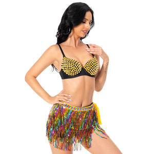 Gonna con Paillettes e Frange per Donne e Ragazze, Taglia S, per Feste da Ballo, Festival, Spettacoli, Costume da Danza del Ventre - Product Image 4