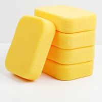 Bloc d'éponge en mousse carrée jaune absorbante haute densité de grande taille, tampon doux anti-rayures pour cire de voiture et joint de carrelage, capacité d'absorption d'eau de 250%-500%