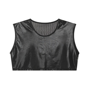 Mens Tank <strong>Top</strong> Clubwear Stage Costume <strong>Crop</strong> <strong>Tops</strong> Faux Leather Muscle Performance <strong>Male</strong> Sleeveless Vest Undershirt - Product Image 5