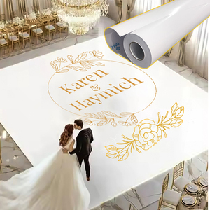 Rouleau de <span class=keywords><strong>vinyle</strong></span> <span class=keywords><strong>PVC</strong></span> autocollant imprimable sur mesure, blanc brillant, pour sols de danse de mariage, hôtels, fêtes, matériaux d'affichage résistants aux UV et à l'eau - Product Image 1
