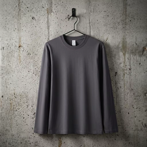 High Quality 100% Cotton Men's <b>Long</b> <b>Sleeve</b> Round Neck Oversized Relaxed Fit 250GSM Blank <b>Top</b> Casual Streetwear Custom Logo Hoodi - Product Image 1