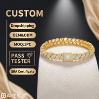Bracelet torsadé Hip Hop en Moissanite couleur D VVS1, en argent sterling S925 nano-plaqué, chaîne en corde de chanvre tressée, pour femmes et hommes, cadeau