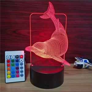 Lámpara LED de noche con Control remoto para niños, luz nocturna 3D con 16 colores cambiables, bonito Animal marino, decoración para habitación - Product Image 2