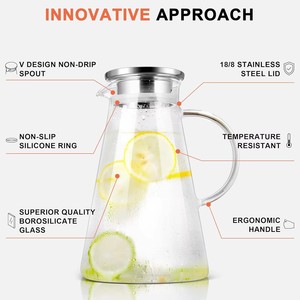 Pichet à eau en verre borosilicate de haute qualité, design triangulaire, grande capacité, portable, avec poignée large en Tritan, vente en gros - Product Image 6