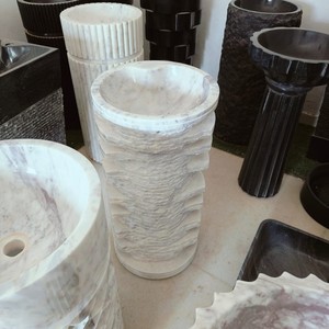 Customizable Hotel Stone Pedestal Basin Integrated Formed Marble Floor Standing <b>Sink</b> Modern <b>Bathroom</b> Wash Basin Luxury Design - Product Image 1